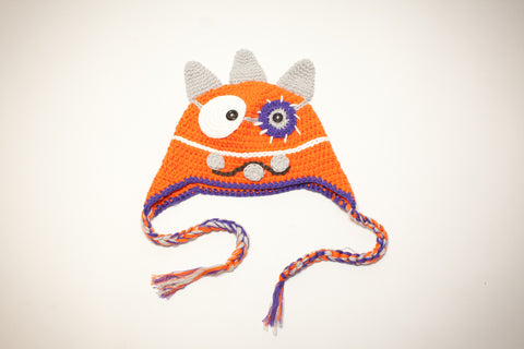 Monster hat, stitch, orange